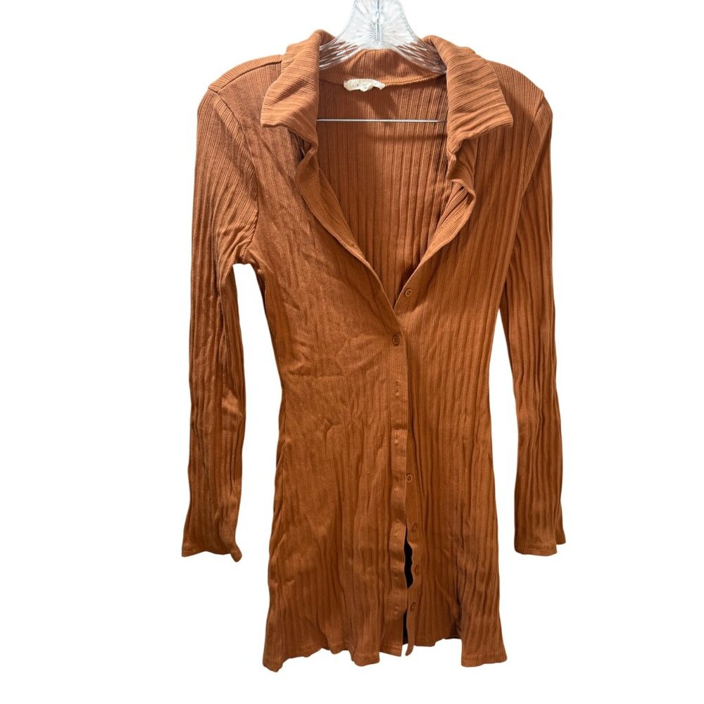 Ribbed Button-Up Long Sleeve Cardigan By‎ LA Hearts Size M